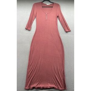 Threads 4 Thought Dress Ribbed Henley Maxi Rose Terracotta 3/4 Sleeve Small